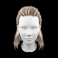Game and Movie Character 3D Head Model With Long Blonde Hair and Center Part Design