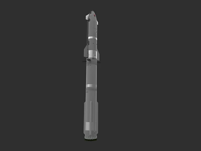 3D Model of Gray Segmented Vertical Rocket with Green Base Structure 3d model