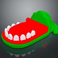 Crocodile Toy Figure with Green Body Red Mouth and White Sharp Teeth in Playful Design