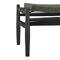 Modern Sofa Bench with Black Wooden Frame and Green Padded Seat