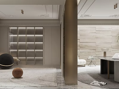 Modern Luxurious Basement Interior With Lighting And Decor 3d model
