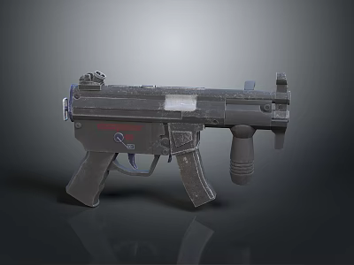 Tactical Submachine Gun Detailed 3D Model With Black Finish And Grip 3d model