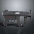 Tactical Submachine Gun Detailed 3D Model With Black Finish And Grip