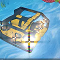 Yellow Industrial Underwater Equipment with Black Frame and Round Components in Seabed Coral Seaweed Environment