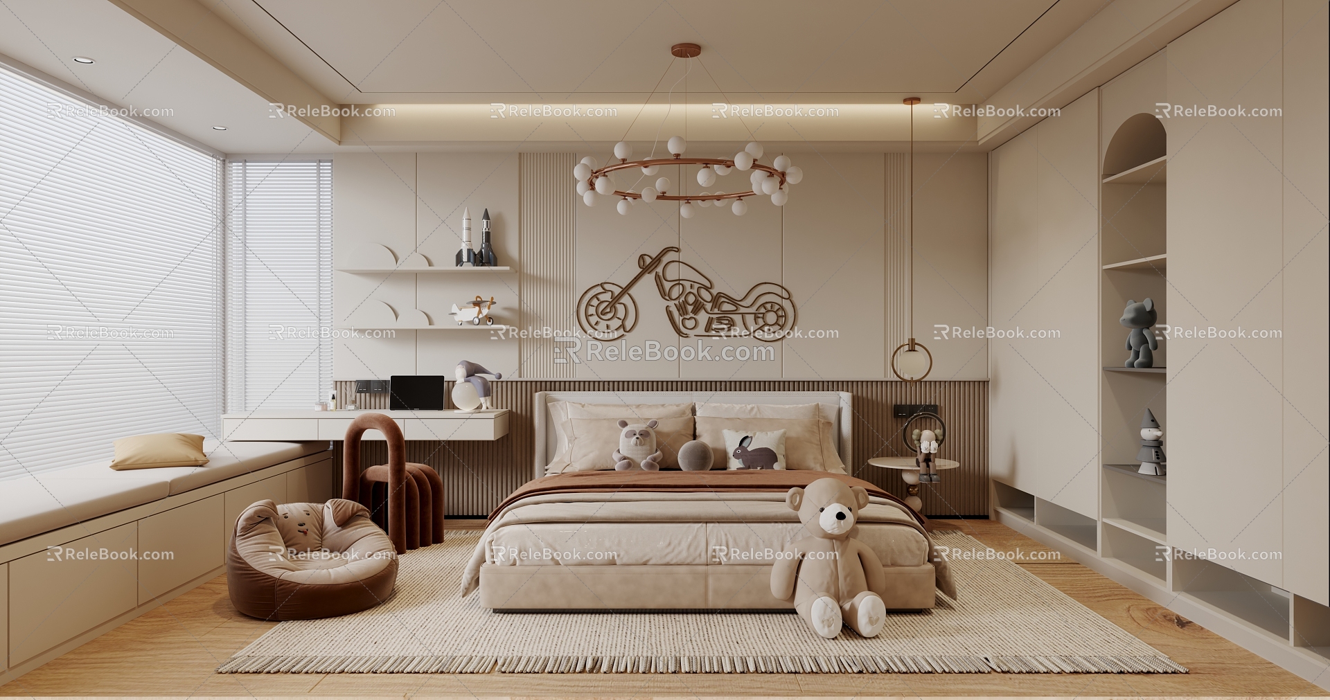 Cream wind children's room 3d model