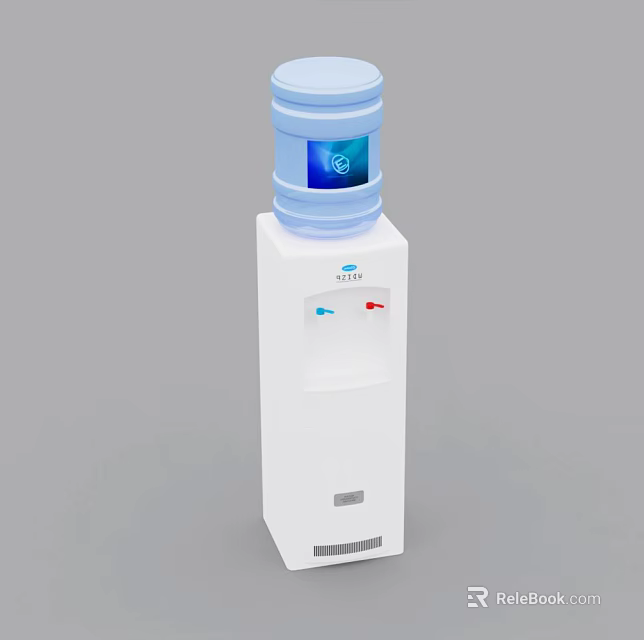 Water Dispenser with Blue Bucket White Body Hot and Cold Outlets and CITY Logo 3d model 