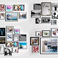 Creative Photo Wall With Various Frames Colorful And Black White Prints Mixed Sizes 3d model