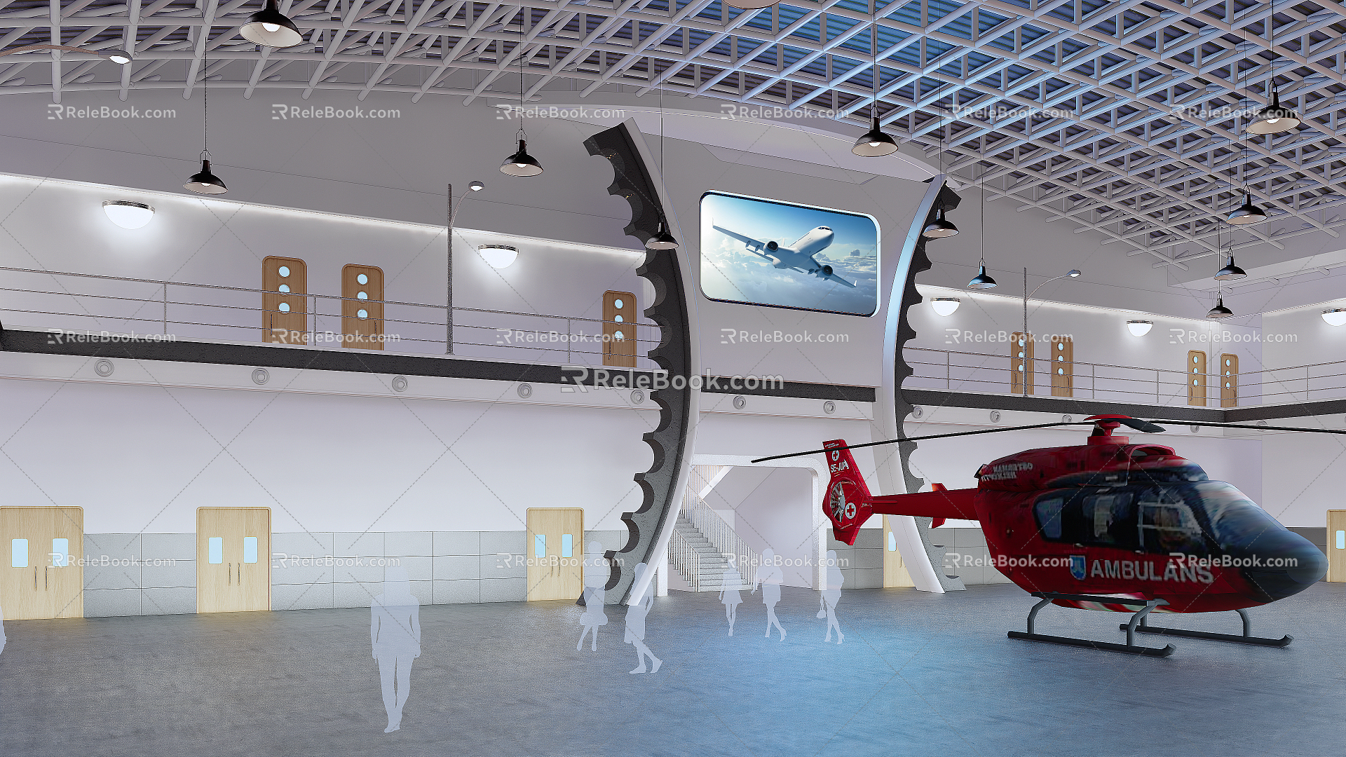 Modern parking inside the airport 3d model