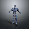 Futuristic Game and Movie Character in Blue and Gray Armor 3D Model Design