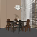 Dining Table and Chair Combination Dining Chair Dining Table Chandelier 3d model