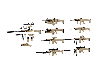 Various Tactical Rifles Including Sniper And Assault Models With Scopes Bipods 3d model