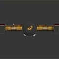 Industrial Mechanical Device With Yellow Structure Black Red Components Circular Center Support Legs