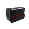 Black Electronic Device with Red Stripe Accent Compact Design and Side Ventilation Holes 3d model