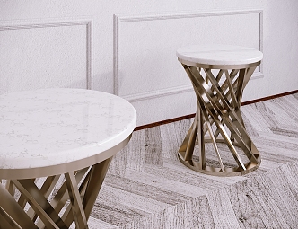 Light Luxury Round Metal Marble Single Chair 3d model