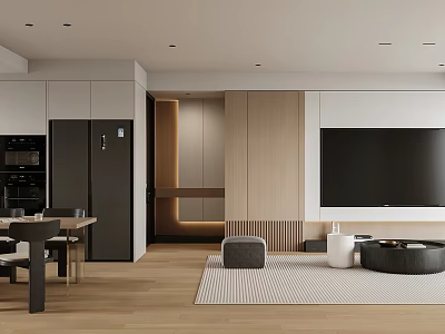 Guest Restaurant Sofa Coffee Table Dining Table and Chair Cabinet Sideboard Wine Cabinet Refrigerator Oven Kitchen Appliances Washing Machine 3d model