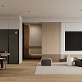 Guest Restaurant Sofa Coffee Table Dining Table and Chair Cabinet Sideboard Wine Cabinet Refrigerator Oven Kitchen Appliances Washing Machine 3d model