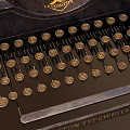 Vintage Office Appliance Antique Typewriter Featuring Paper Scroll And London Brand Design