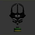 Tactical Black Military Gas Mask With Green Filter Canister As Protective Weapon Gear