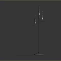 Modern Floor Lighting Combination With Metal Stand Multiple Cage Bulbs And Round Base