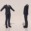 Man Dressed In Dark Pinstripe Suit With Different Arm Positions