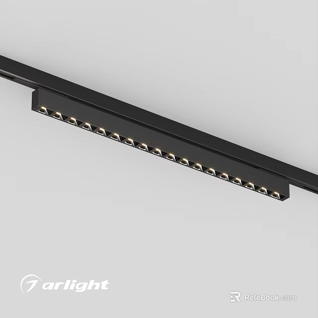Sleek Black Linear LED Downlights and Spotlights for Modern Interior Lighting 3d model 
