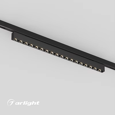 Sleek Black Linear LED Downlights and Spotlights for Modern Interior Lighting 3d model