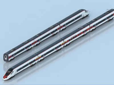 Modern High - speed Trains In White Black Red With Streamlined Design Side By Side 3d model