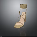 Stylish Gold Tone High Heels with Strappy Ankle Wrap Design for Elegant Evening Wear