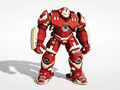 Red And White Heavy Mech Game Movie Character With Robotic Armor Design 3d model