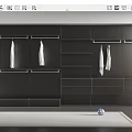Modern Black Wardrobe Interior With Hanging Rods Shelves And White Clothes Storage