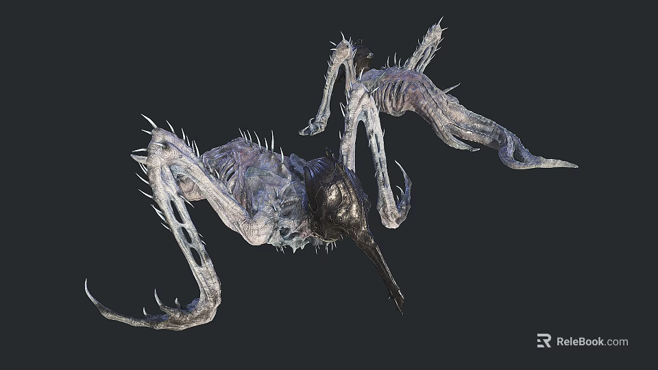 Menacing Fantasy Creature With Spiked Legs Sharp Claws And Armored Body 3d model 