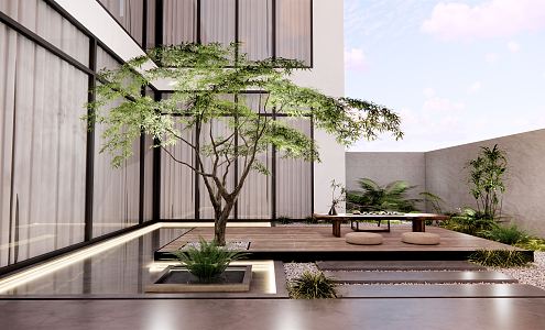 Modern Courtyard Villa Courtyard Garden 3d model