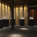 Traditional Chinese Tobacco And Alcohol Store Interior With Wooden Shelves And Product Displays