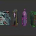 Sci Fi Mechanical Components With Various Designs And Colorful Structural Elements