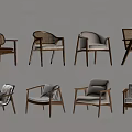 Modern Accent Chairs With Wooden Frames Upholstered Seats And Woven Design Details