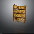 Wooden Multi Tiered Bread Rack with Shelves Displaying Various Baked Goods