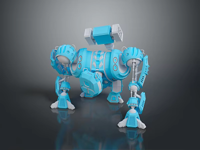 Blue Mechanical Robot 3D Model With Detailed Limbs And Components 3d model