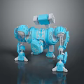 Blue Mechanical Robot 3D Model With Detailed Limbs And Components