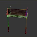 Red Furniture With Lattice Pattern Railings And Sturdy Supportive Legs Design
