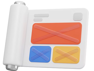 Modern Decorative Ornament Set Featuring White Scroll Base And Colored Cross Lines Sections 3d model