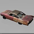 Rusty Red Vintage Car With Weathered Body Damaged Exterior And Abandoned Look