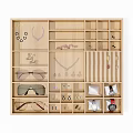 Wooden Display Shelf with Multiple Compartments for Organizing Jewelry Accessories Watches and Glasses
