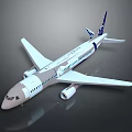 White And Blue Passenger Airplane With Modern Design Wings Engines And Fuselage