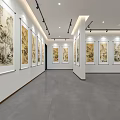 Spacious Bright Art Studio With White Walls Gray Floors Traditional Paintings And Recessed Lighting