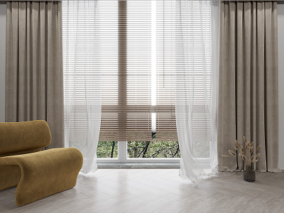 Modern Curtain Fabric Curtain Blinds 3d model