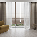 Modern Curtain Fabric Curtain Blinds 3d model