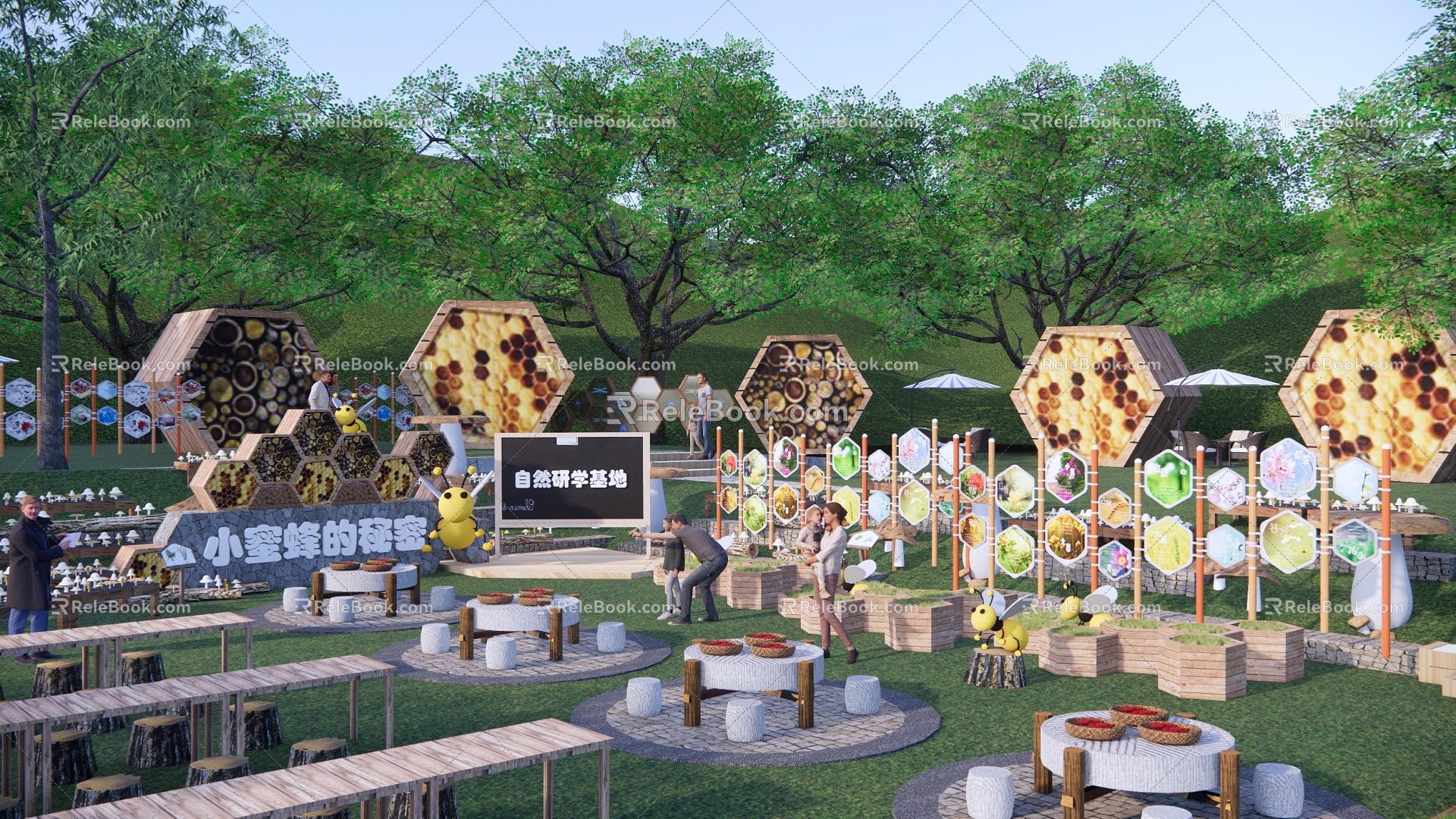 Modern Park Bee Science Popularization Base Labor Research Education Insect Paradise Rural Park Landscape Paradise Research 3d model