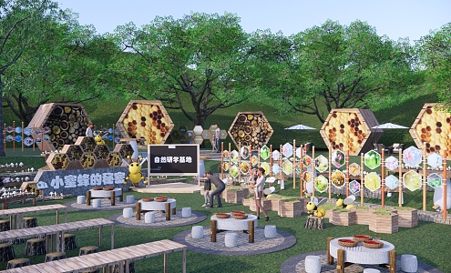 Modern Park Bee Science Popularization Base Labor Research Education Insect Paradise Rural Park Landscape Paradise Research 3d model