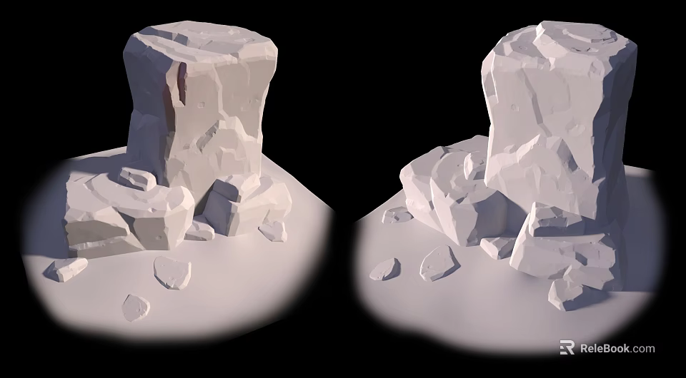 Natural Stone and Wood Elements in Modern Decorative Design Projects 3d model