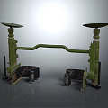 Car Suspension System Components Featuring Green Metal Structure And Round Tops